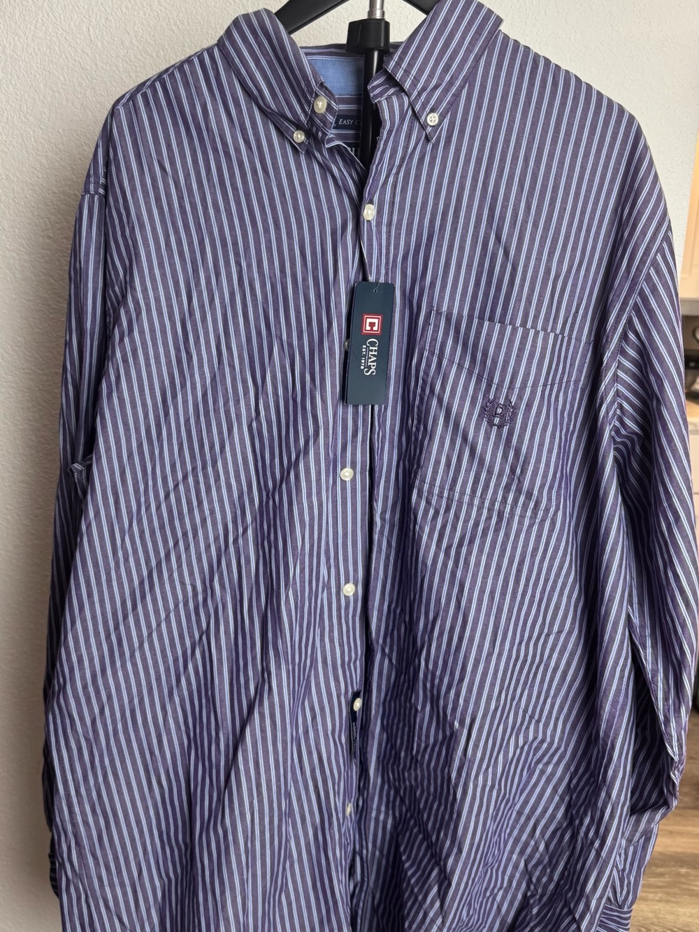 Chaps Men’s Purple Striped Button-Down Shirt Size XLT New with Tags